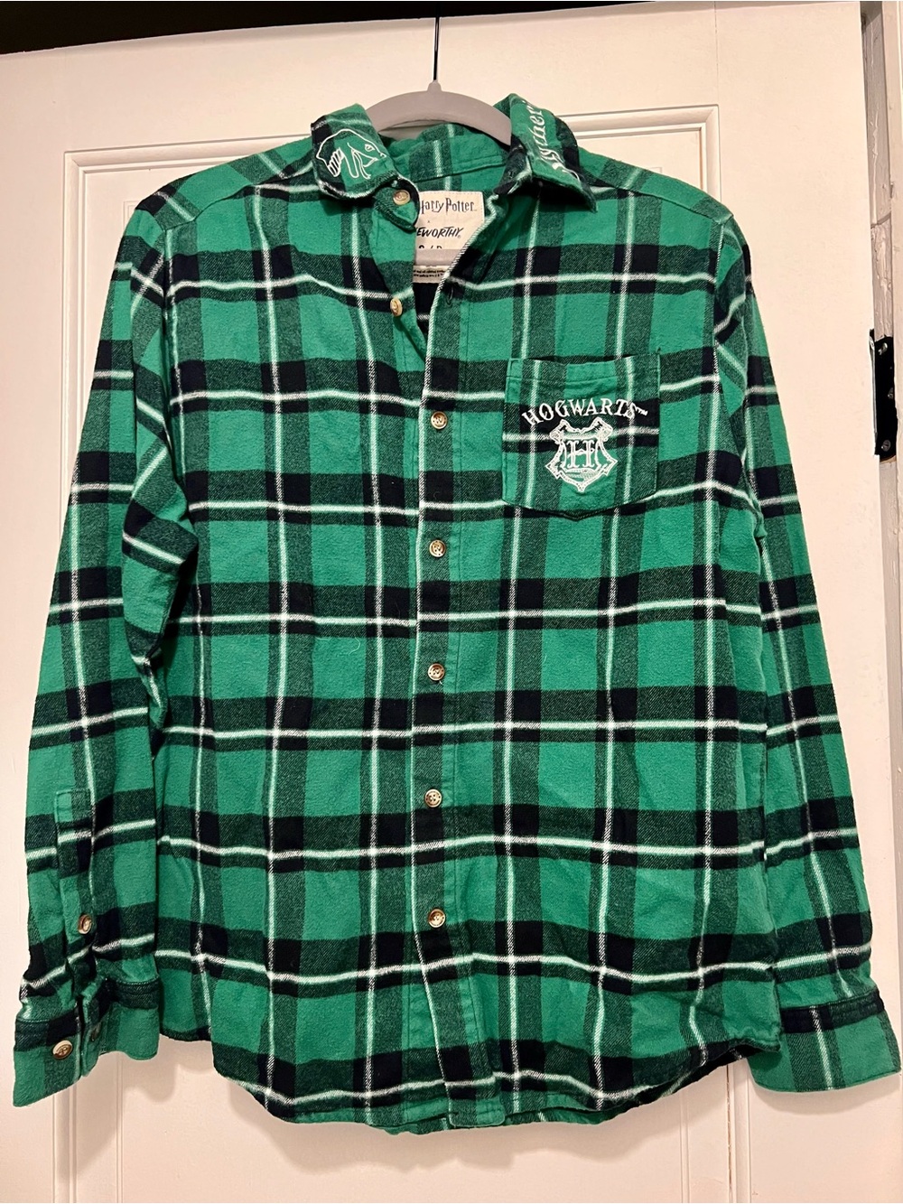 Hogwarts Green Plaid Button-Down Shirt